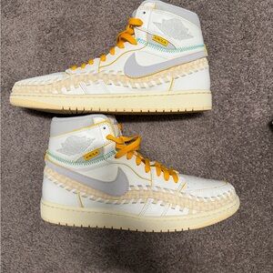 Jordan High-Top Sneakers - White and Yellow/Union LA collab